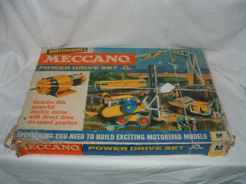 MECCANO Power Drive Set M - appears complete in a Good Box base with a Fair lid missing an endflap.