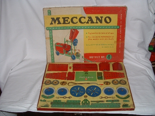 MECCANO  - a 1950`s Outfit no 4 and a 1970`s no 4 Set - both Sets are Near complete in complete Fair