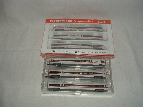 FLEISCHMANN N 7460 Inter City Express Tilting Train (I.C.E.-T.) - 3 Car Set comprising Lead Car,