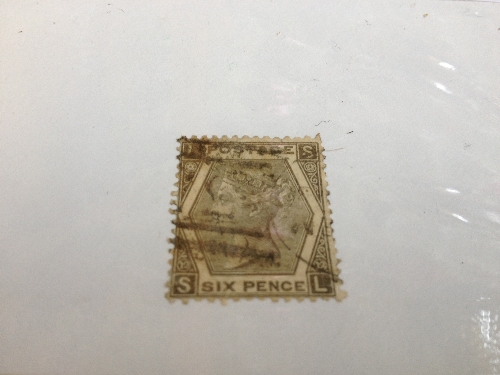 GB 1873 6d grey plate 12 sound used SG125 Cat £250.