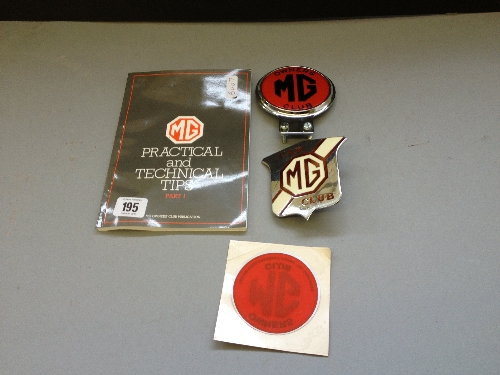 Two MG owners car club badges.