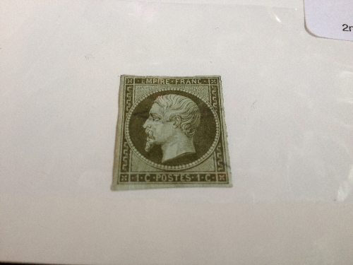 France 1853 1c olive used SG42 Cat £60.