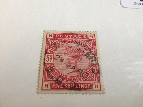 GB 1883 5/- used good pmk SG180 Cat £250.