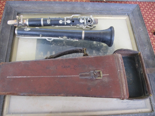 An early 20th century Boosey & Co. Royal Tank Corps clarinet in original brown leather Royal Tank