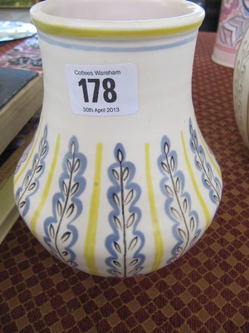 A Poole Pottery Freeform vase, shape 443, decorated in the YHP pattern in tones of yellow and