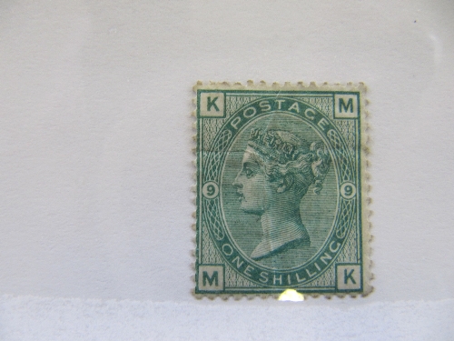 GB 1874 1/- plate 9 SG150 mounted mint slight crease Cat £800.