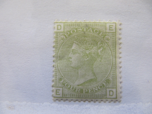 GB 1877 4d sage green plate 16 SG153 light mtd mint Cat £1250.