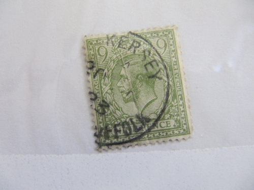 GB 1923 9d pale olive-green fine used SG393b Cat £120.