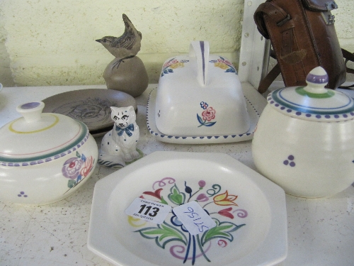 Eight various Poole Pottery items including Barbara Linley Adams.