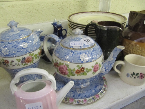 A quantity of various china items including a four piece Delton Ware china teaset decorated in a