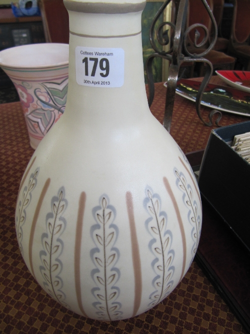 A Poole Pottery Freeform vase, shape 691, decorated in the YHP pattern in tones of brown and blue (