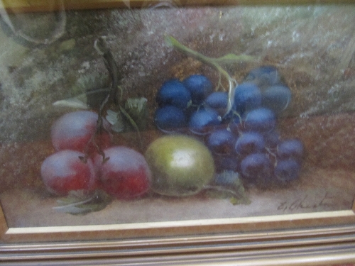 A pair of gilt framed and glazed early 20th century oils on board: Still Life of Fruit (indistinctly