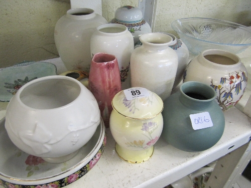 A collection of various china vases and other items including Poole Pottery.