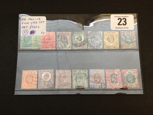 GB 1902/13 fine used set stamps Cat. £320+.