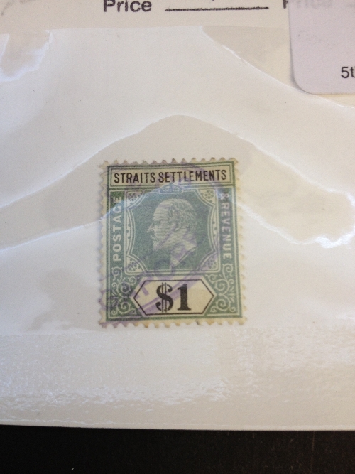 Strait Settlements 1902 $1 used stamp SG119 Cat. £75.