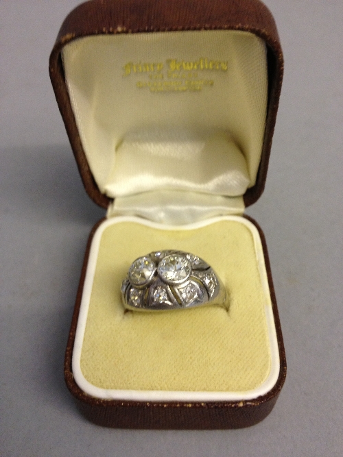 A gent`s Art Deco platinum 10 diamond stone set dress ring.