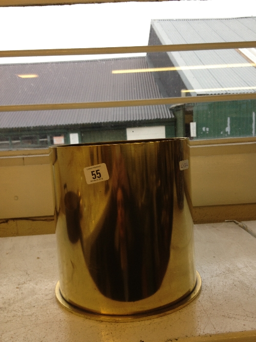 A heavy German brass shell case base (suitable as a waste paper bin), mark to base Patronen