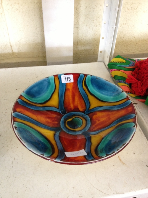 A modern Living Glaze Poole Pottery dish decorated by Jane Brewer.