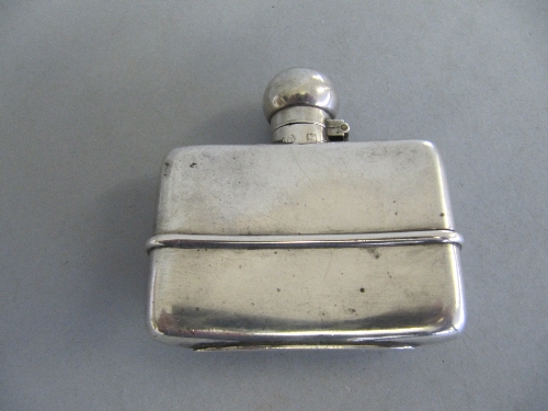 A small silver hip flask: London 1898 by Atkin Brothers (121.9g overall).