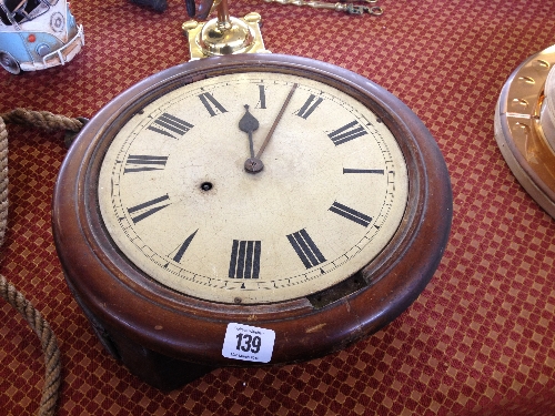 An early 20th century small mahogany cased Fusee circular wall clock.