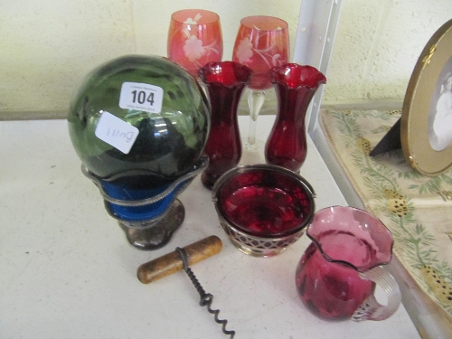 A small quantity of various coloured glass items.