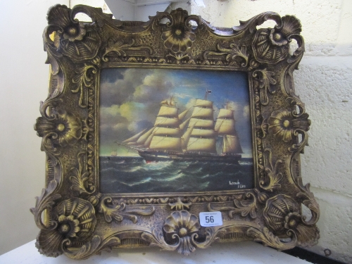 A gilt framed oleograph: Sailing Ship.