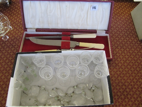 Four Venetian miniature liqueur glasses with twist stems together with nine cut glass liqueur