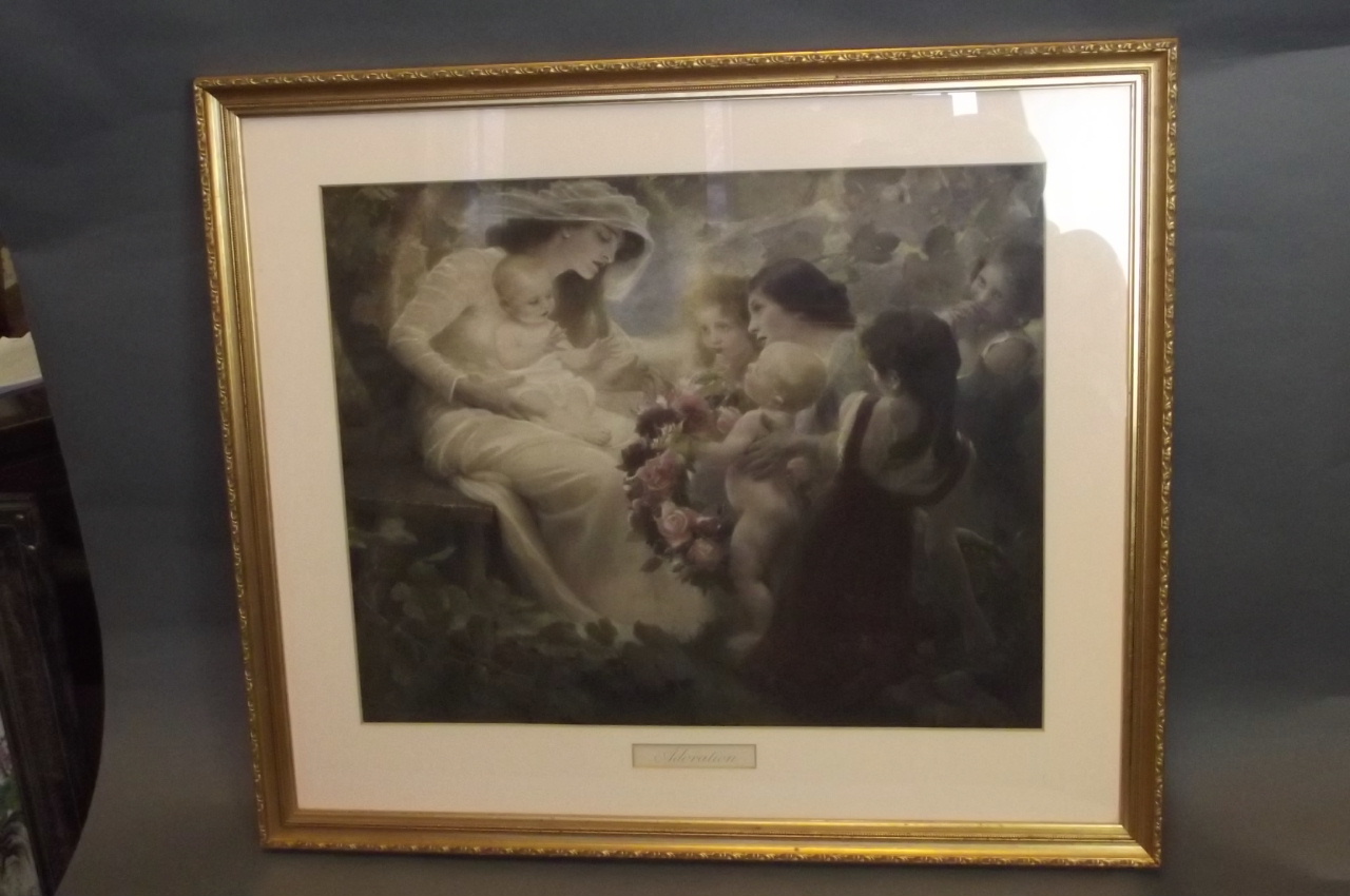A large Victorian print, 'Adoration', in a gilt frame, 33½'' x 28½'', Best Bid
