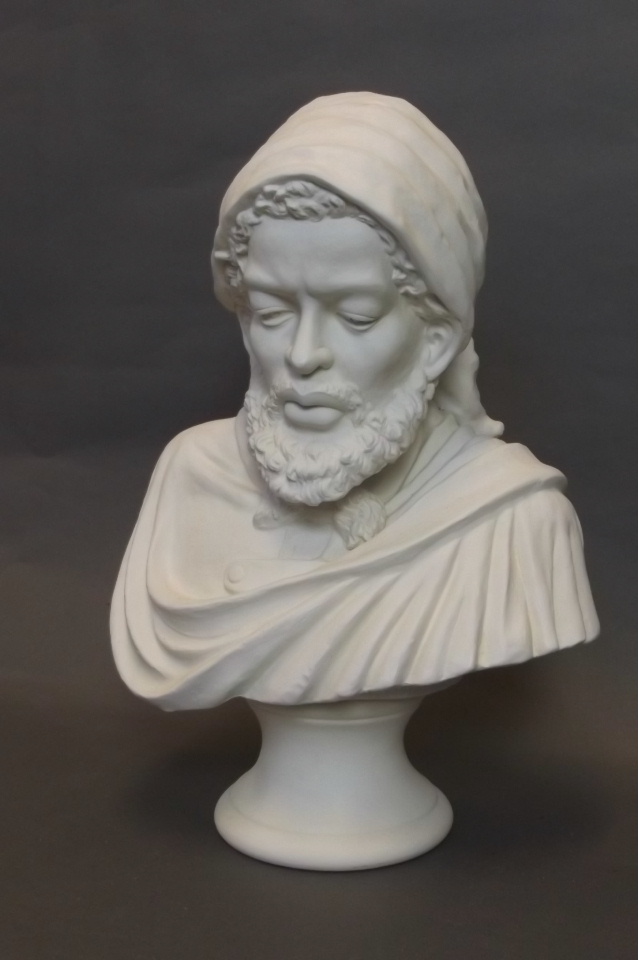 A large Parian style bust of a bearded Moor, 17½'' high