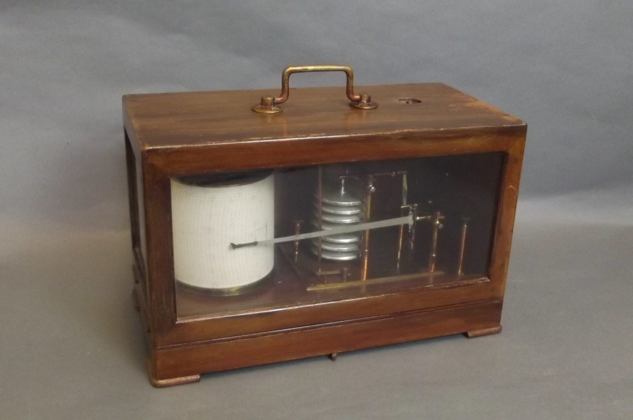 A C19th 'Wilson, Warden & Co. Ltd. London' barograph in a hinged mahogany case, 12¼'' x 6'', 7¾''