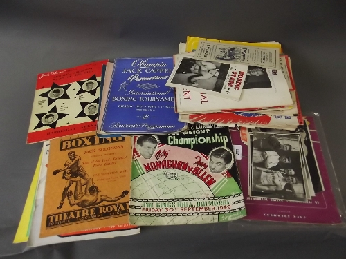 A collection of 1940s boxing programmes, includes signed photographs