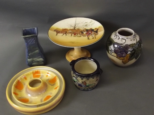 A collection of Doulton and Shelley ware to include a tazza, posy bowl and vases (5), 5½'' high
