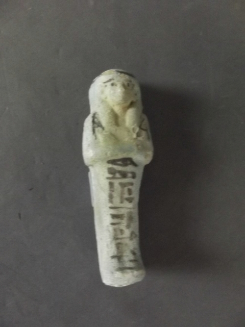 An Ancient Egyptian shabti with light blue and green glaze, 3rd Intermediate period, 22nd/23rd