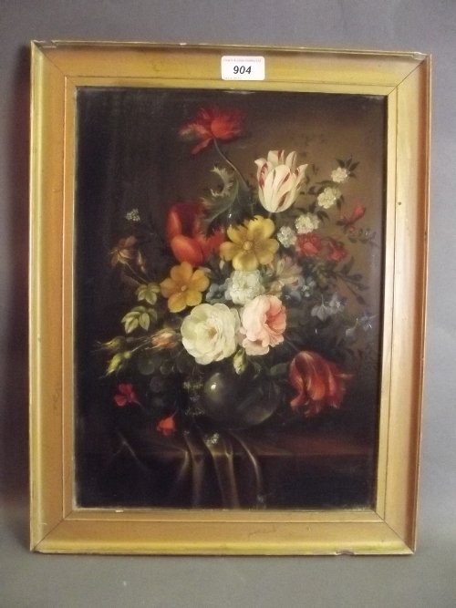 Paul Wann, an oil on panel still life study of flowers in a vase, image, 15'' x 11'', signed
