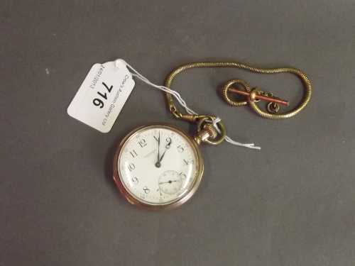 A Waltham gold plated gentleman's pocket watch and chain
