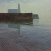 Neil Tyler (British 1945-): 'Ebb Tide Scarborough', oil on canvas signed titled verso 76cm x 75cm (