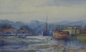 Frank William Scarborough (British 1860-1939): Boats near the Railway Siding Bog Hall Whitby,