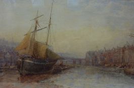 Charles Edward Hern (Australian British 1848-1894): Low Tide Whitby Harbour, watercolour signed