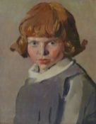 Philip Naviasky (British 1894-1983): 'Ginger' half length portrait of a girl, oil on board signed,