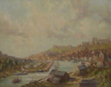 Donald G Midgley (British 20th Century): Whitby from Whitehall, oil on board signed and dated '