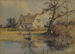 Charles Harmony Harrison (British 1842-1902): Thatched Cottage, watercolour signed and dated