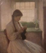 Garnet Ruskin Wolseley (British Newlyn/Lamorna School 1884-1967): 'The Cottage Girl', oil on