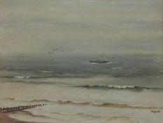 Roland Vivian Pitchforth (British 1895-1982): Trawler Offshore, watercolour signed 44cm x 58cm