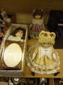 Zampiva porcelain doll, another similar and an Alberon doll