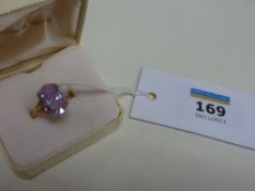 Hallmarked 9ct gold ring set with pink cubic zirconia