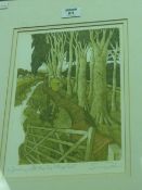 'Dancing with the Big Village Girl' limited edition coloured etching by Simon Palmer signed,