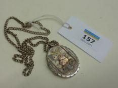 Victorian locket on silver chain hallmarked