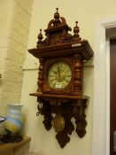 Late 19th Century Continental 30 day wall clock in mahogany case
