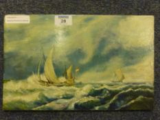 Sailing Boat Rounding the Lighthouse, oil on board signed by P J Wintrip and a small oil on panel of