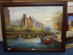 River scene and Eiffel tower 48" x 36"